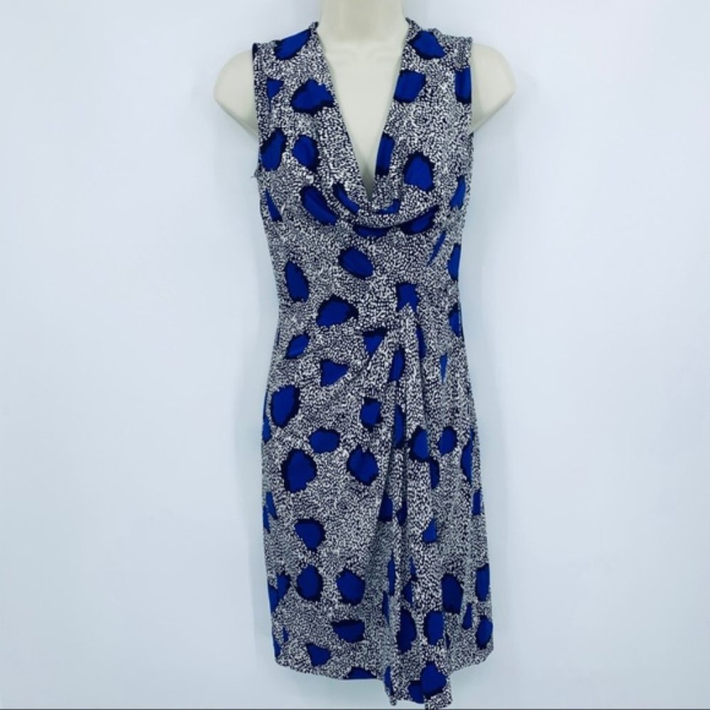 Diane Von Furstenberg Blue and Black Patterned Dress
